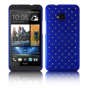 CUSTODIA BACK RIGIDA CON BRILLANTINI per HTC ONE, M7 COLORE BLU