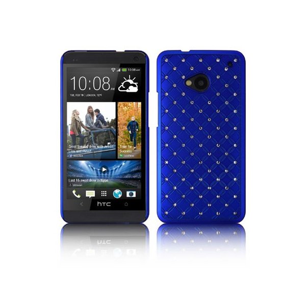 CUSTODIA BACK RIGIDA CON BRILLANTINI per HTC ONE, M7 COLORE BLU