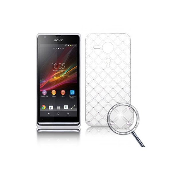 CUSTODIA BACK RIGIDA CON BRILLANTINI per SONY XPERIA SP, M35H, HSPA C5302, LTE C5306, LTE C5303 COLORE BIANCO