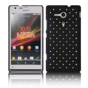 CUSTODIA BACK RIGIDA CON BRILLANTINI per SONY XPERIA SP, M35H, HSPA C5302, LTE C5306, LTE C5303 COLORE NERO