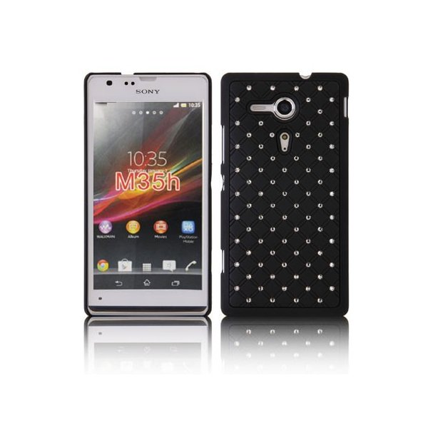 CUSTODIA BACK RIGIDA CON BRILLANTINI per SONY XPERIA SP, M35H, HSPA C5302, LTE C5306, LTE C5303 COLORE NERO