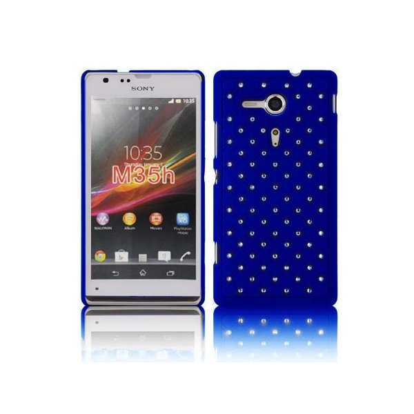 CUSTODIA BACK RIGIDA CON BRILLANTINI per SONY XPERIA SP, M35H, HSPA C5302, LTE C5306, LTE C5303 COLORE BLU