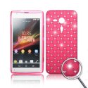 CUSTODIA BACK RIGIDA CON BRILLANTINI per SONY XPERIA SP, M35H, HSPA C5302, LTE C5306, LTE C5303 COLORE ROSA