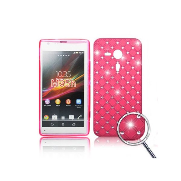 CUSTODIA BACK RIGIDA CON BRILLANTINI per SONY XPERIA SP, M35H, HSPA C5302, LTE C5306, LTE C5303 COLORE ROSA