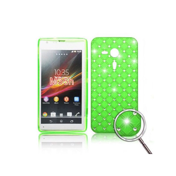 CUSTODIA BACK RIGIDA CON BRILLANTINI per SONY XPERIA SP, M35H, HSPA C5302, LTE C5306, LTE C5303 COLORE VERDE