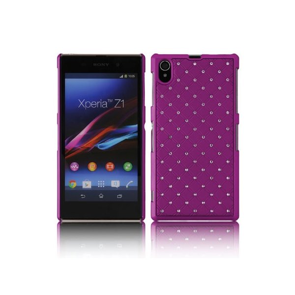 CUSTODIA BACK RIGIDA CON BRILLANTINI per SONY XPERIA Z1, L39H, C6902, C6903, C6906, C6943, HONAMI COLORE VIOLA