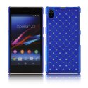 CUSTODIA BACK RIGIDA CON BRILLANTINI per SONY XPERIA Z1, L39H, C6902, C6903, C6906, C6943, HONAMI COLORE BLU