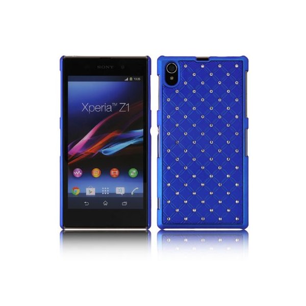 CUSTODIA BACK RIGIDA CON BRILLANTINI per SONY XPERIA Z1, L39H, C6902, C6903, C6906, C6943, HONAMI COLORE BLU