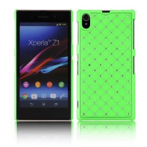 CUSTODIA BACK RIGIDA CON BRILLANTINI per SONY XPERIA Z1, L39H, C6902, C6903, C6906, C6943, HONAMI COLORE VERDE