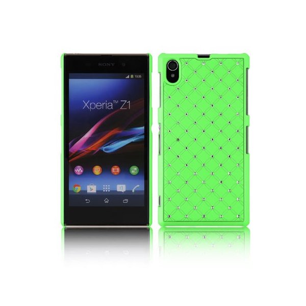 CUSTODIA BACK RIGIDA CON BRILLANTINI per SONY XPERIA Z1, L39H, C6902, C6903, C6906, C6943, HONAMI COLORE VERDE