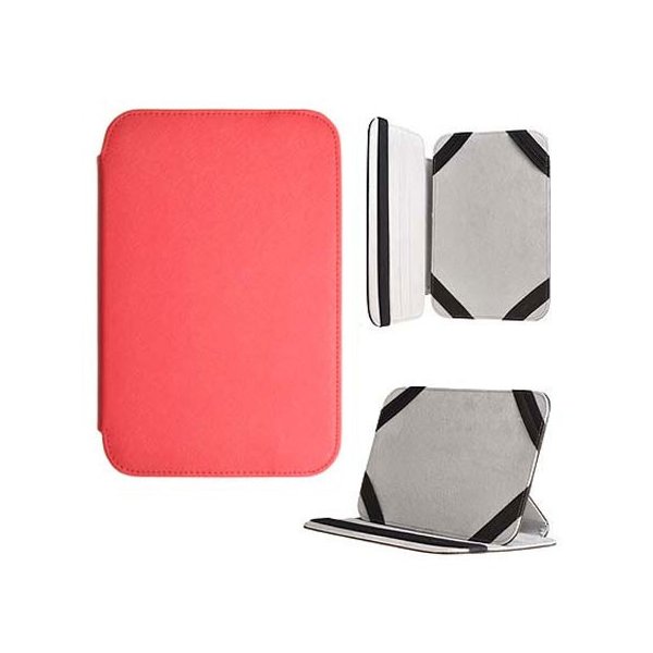 CUSTODIA TOP UNIVERSALE CON ELASTICO INTERNO E STAND per TABLET FINO A 7" POLLICI COLORE ROSSO