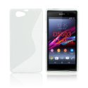 CUSTODIA GEL TPU SILICONE DOUBLE per SONY XPERIA Z1 COMPACT, XPERIA Z1 MINI, D5503 COLORE BIANCO-TRASPARENTE