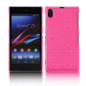 CUSTODIA BACK RIGIDA CON BRILLANTINI per SONY XPERIA Z1, L39H, C6902, C6903, C6906, C6943, HONAMI COLORE ROSA