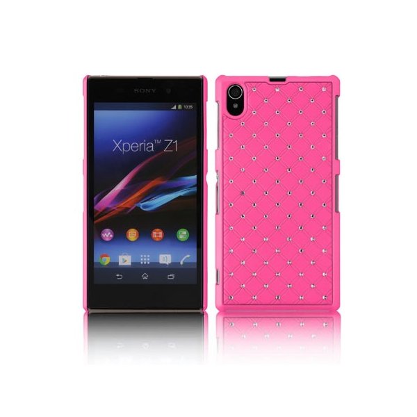 CUSTODIA BACK RIGIDA CON BRILLANTINI per SONY XPERIA Z1, L39H, C6902, C6903, C6906, C6943, HONAMI COLORE ROSA