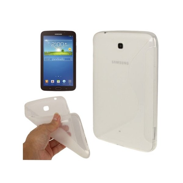 CUSTODIA GEL TPU SILICONE DOUBLE per SAMSUNG P3200 GALAXY TAB 3 7.0, P3210 7" POLLICI COLORE BIANCO-TRASPARENTE