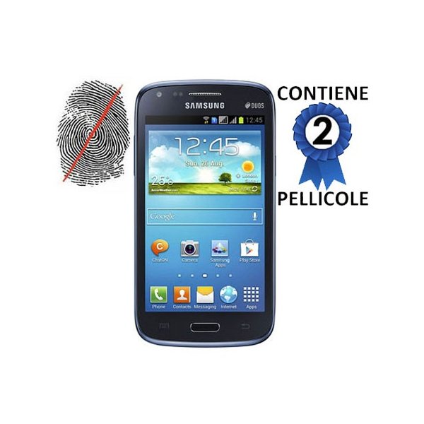 PELLICOLA PROTEGGI DISPLAY ANTI IMPRONTA per SAMSUNG I8260 GALAXY CORE, I8262 GALAXY CORE DUOS CONFEZIONE 2 PEZZI