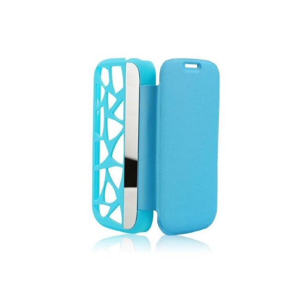 CUSTODIA FLIP ORIZZONTALE per APPLE IPHONE 5, 5S CON PARTE POSTERIORE FORATA E SPECCHIETTO LATERALE COLORE AZZURRO