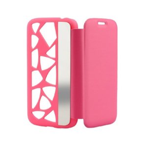 CUSTODIA FLIP ORIZZONTALE per APPLE IPHONE 5c CON PARTE POSTERIORE FORATA E SPECCHIETTO LATERALE COLORE ROSA