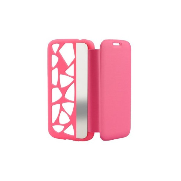 CUSTODIA FLIP ORIZZONTALE per APPLE IPHONE 5c CON PARTE POSTERIORE FORATA E SPECCHIETTO LATERALE COLORE ROSA