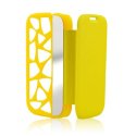 CUSTODIA FLIP ORIZZONTALE per APPLE IPHONE 5c CON PARTE POSTERIORE FORATA E SPECCHIETTO LATERALE COLORE GIALLO