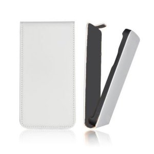 CUSTODIA FLIP VERTICALE SLIM PELLE per SAMSUNG I8730 GALAXY EXPRESS COLORE BIANCO