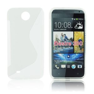 CUSTODIA GEL TPU SILICONE DOUBLE per HTC DESIRE 300 COLORE BIANCO-TRASPARENTE