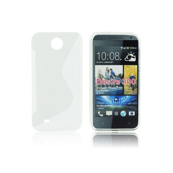 CUSTODIA GEL TPU SILICONE DOUBLE per HTC DESIRE 300 COLORE BIANCO-TRASPARENTE