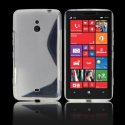 CUSTODIA GEL TPU SILICONE DOUBLE per NOKIA LUMIA 1320 COLORE BIANCO-TRASPARENTE