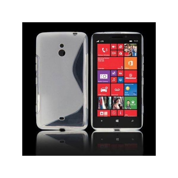 CUSTODIA GEL TPU SILICONE DOUBLE per NOKIA LUMIA 1320 COLORE BIANCO-TRASPARENTE