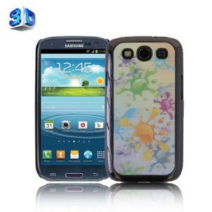 CUSTODIA BACK RIGIDA IN 3D per SAMSUNG I9300 GALAXY S3, I9300i GALAXY S3 NEO FANTASIA MACCHIE DI COLORE SU SFONDO BIANCO