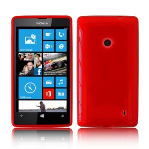 CUSTODIA GEL TPU SILICONE LUCIDA per NOKIA LUMIA 520, LUMIA 525 COLORE ROSSO