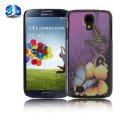 CUSTODIA BACK RIGIDA IN 3D per SAMSUNG I9500 GALAXY S4, I9505, I9502 FANTASIA FIORI E FARFALLE SU SFONDO VIOLA