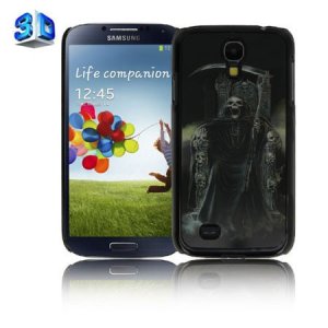 CUSTODIA BACK RIGIDA IN 3D per SAMSUNG I9500 GALAXY S4, I9505, I9502 FANTASIA SCHELETRO SEDUTO CON FALCE