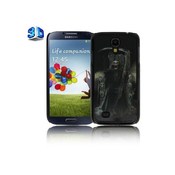 CUSTODIA BACK RIGIDA IN 3D per SAMSUNG I9500 GALAXY S4, I9505, I9502 FANTASIA SCHELETRO SEDUTO CON FALCE