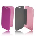 CUSTODIA FLIP ORIZZONTALE PELLE per SAMSUNG GALAXY I8260 GALAXY CORE, I8262 COLORE ROSA CON PARTE POSTERIORE RIGIDA TRASPARENTE