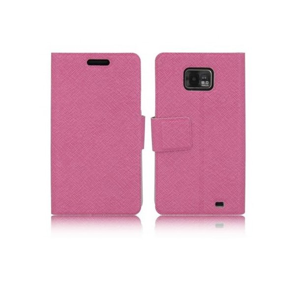 CUSTODIA FLIP ORIZZONTALE SLIM per SAMSUNG I9100 Galaxy S2, I9105 Galaxy S2 Plus CON STAND E CHIUSURA MAGNETICA COLORE FUCSIA