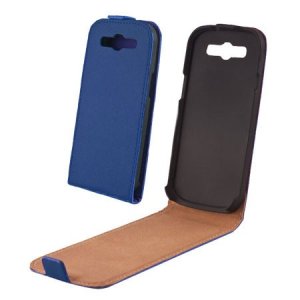 CUSTODIA FLIP VERTICALE SLIM PELLE per SAMSUNG S6810 GALAXY FAME, S6812 GALAXY FAME DUOS COLORE BLU