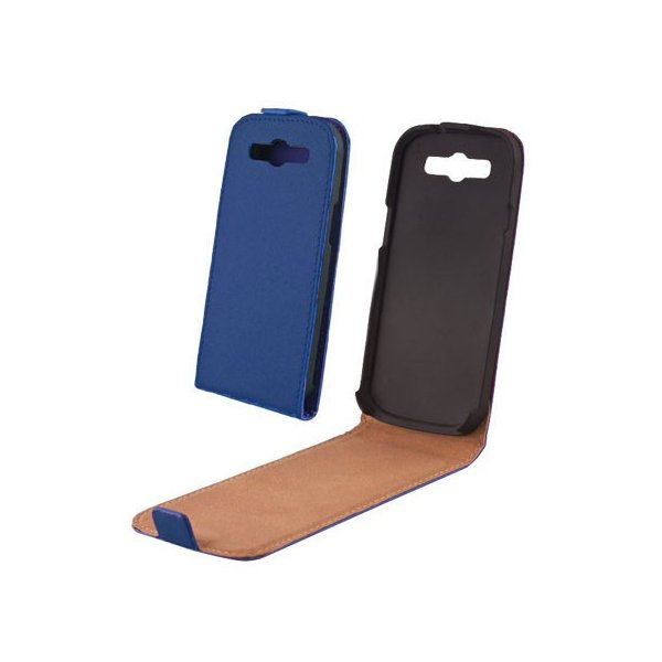 CUSTODIA FLIP VERTICALE SLIM PELLE per SAMSUNG S6810 GALAXY FAME, S6812 GALAXY FAME DUOS COLORE BLU