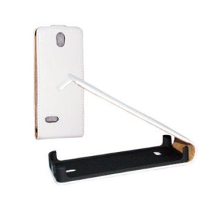 CUSTODIA FLIP SLIM VERTICALE PELLE per NOKIA 515 COLORE BIANCO