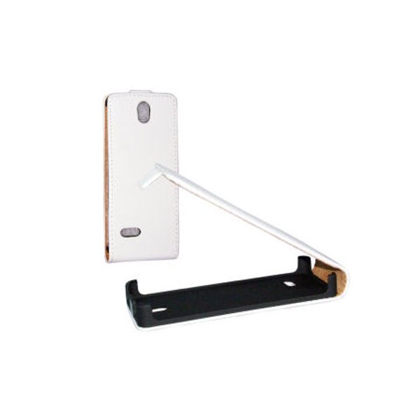 CUSTODIA FLIP SLIM VERTICALE PELLE per NOKIA 515 COLORE BIANCO