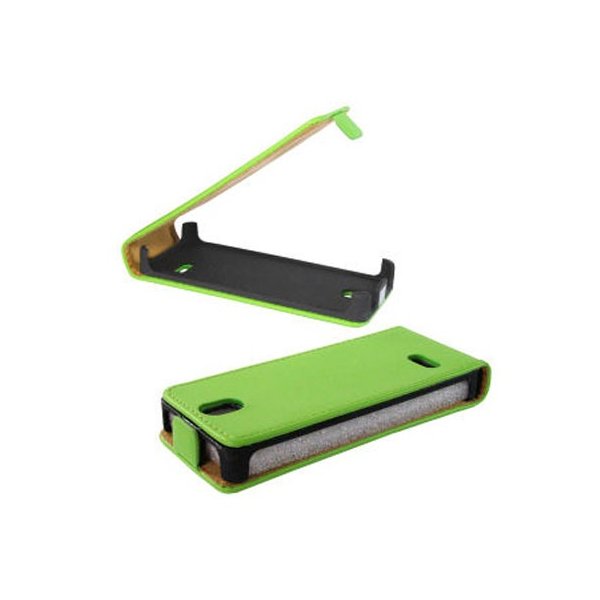 CUSTODIA FLIP SLIM VERTICALE PELLE per NOKIA 515 COLORE VERDE