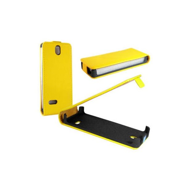 CUSTODIA FLIP SLIM VERTICALE PELLE per NOKIA 515 COLORE GIALLO