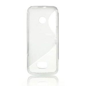 CUSTODIA GEL TPU SILICONE DOUBLE per NOKIA ASHA 208 COLORE BIANCO-TRASPARENTE