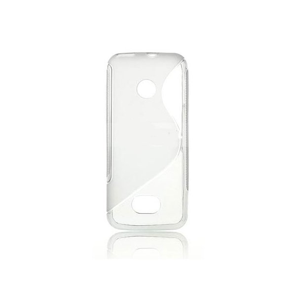 CUSTODIA GEL TPU SILICONE DOUBLE per NOKIA ASHA 208 COLORE BIANCO-TRASPARENTE