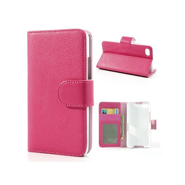 CUSTODIA FLIP ORIZZONTALE PELLE RUVIDA per BLACKBERRY Z30 CON STAND E TASCHE PORTA CARTE COLORE ROSA