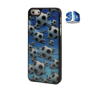 CUSTODIA per APPLE IPHONE SE, IPHONE 5S, IPHONE 5 - BACK RIGIDA 3D FANTASIA PALLONI DA CALCIO SU SFONDO BLU