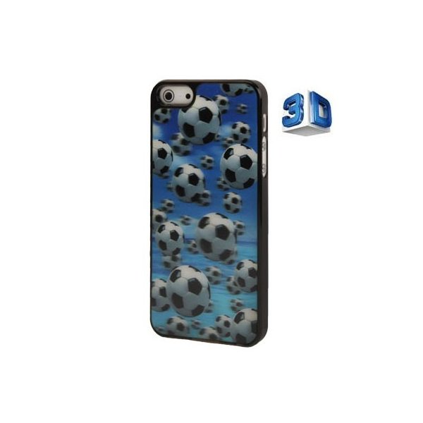 CUSTODIA per APPLE IPHONE SE, IPHONE 5S, IPHONE 5 - BACK RIGIDA 3D FANTASIA PALLONI DA CALCIO SU SFONDO BLU