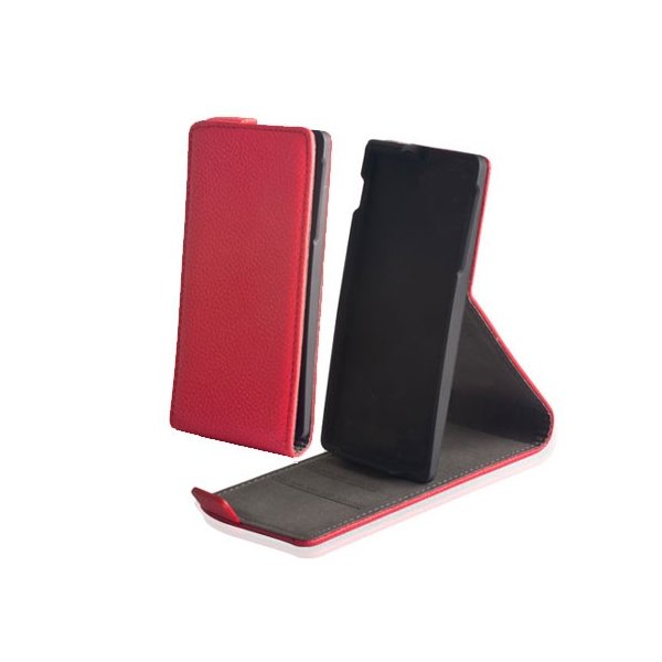 CUSTODIA FLIP VERTICALE SLIM PELLE RUVIDA per SAMSUNG I8260 GALAXY CORE, I8262 GALAXY CORE DUOS CON STAND COLORE ROSSO