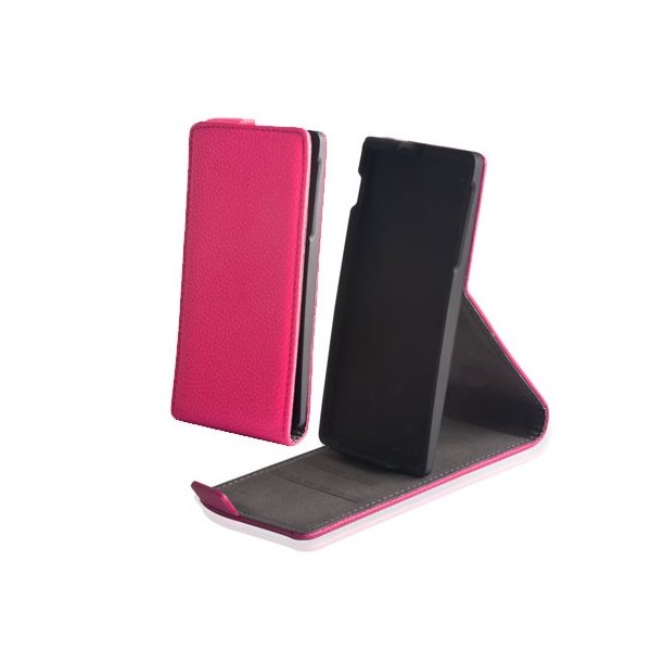 CUSTODIA FLIP VERTICALE SLIM PELLE RUVIDA per SAMSUNG I8260 GALAXY CORE, I8262 GALAXY CORE DUOS CON STAND COLORE ROSA