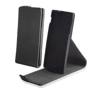 CUSTODIA FLIP VERTICALE SLIM PELLE RUVIDA per SAMSUNG GALAXY NOTE 3, N9000, N9002, N9005 CON STAND COLORE NERO